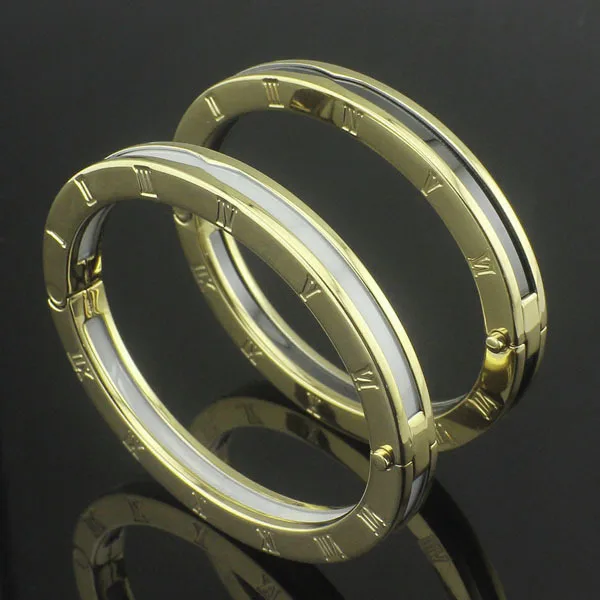 stainless steel concave ceramic bracelets women famous brand bangle jewelry
