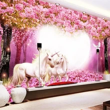 Beibehang 3d обои теплые Taoyuan белая Лошадь Единорог 3D бар KTV задний план обои домашний Декор Гостиная Спальня Фреска
