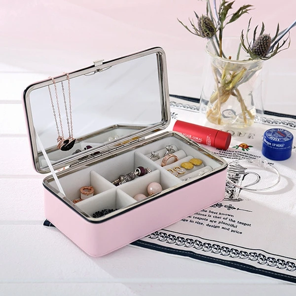 Портативный корейский органайзер для украшений путешествия из искусственной кожи кольцо браслет, серьги, ожерелье Дисплей Коробка для