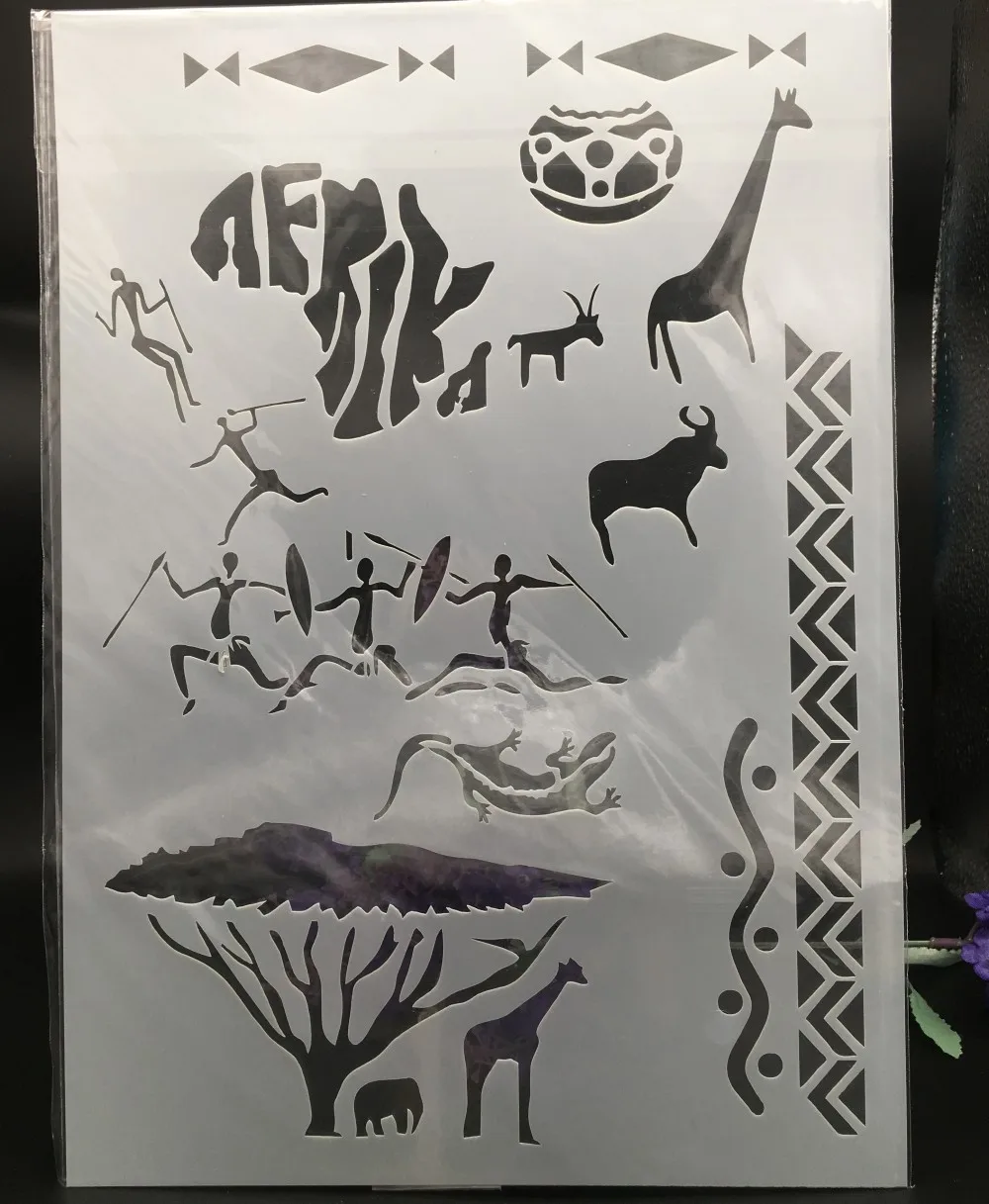 

29*21cm A4 Wild Africa Animals DIY Layering Stencils Wall Painting Scrapbook Coloring Embossing Album Decorative Card Template