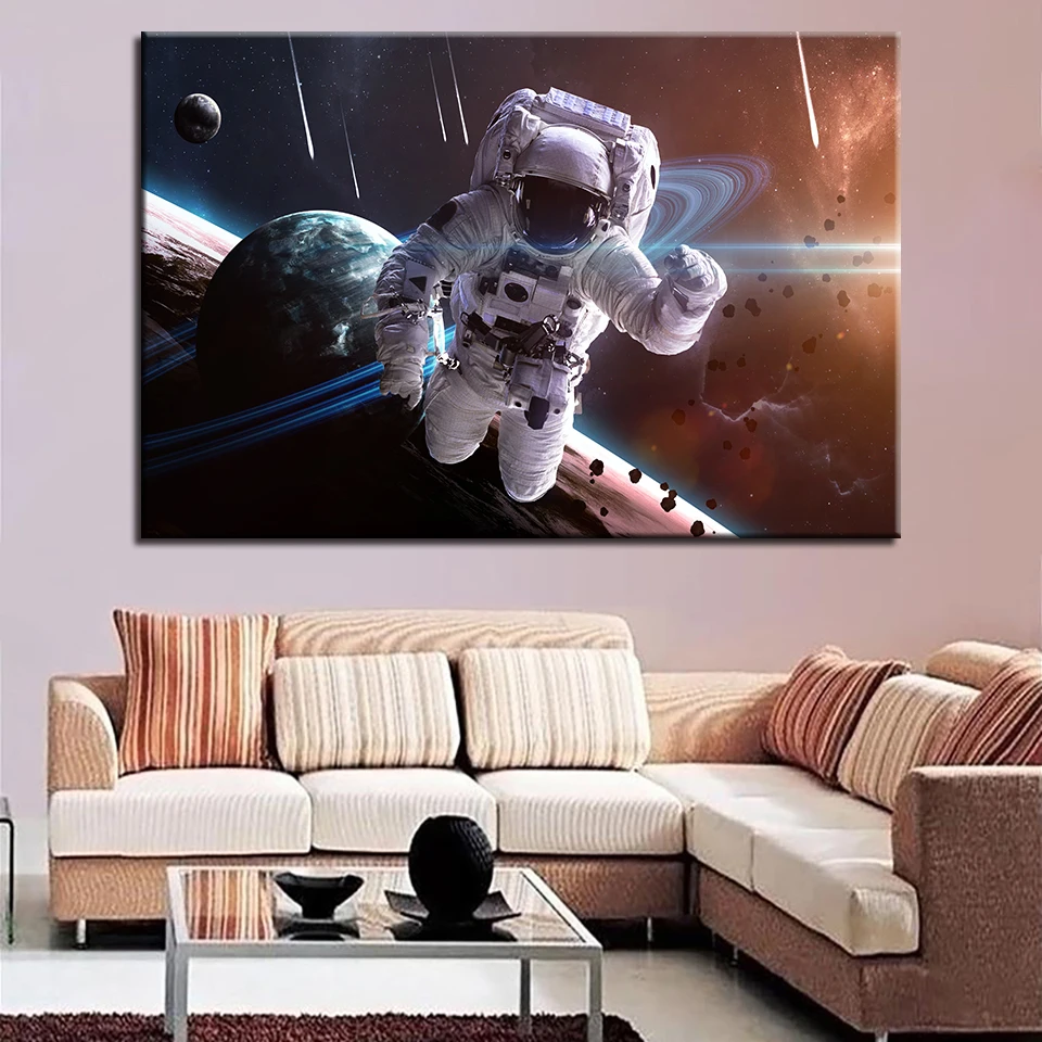 HD Prints Wall Art Canvas Poster Home Decor 1 Piece/Pcs Astronauts In