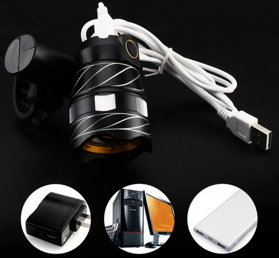 Cheap bicycle light Bike headlights T6 night riding light flashlight mountain bike USB rechargeable headlight glare F1231YQ 7