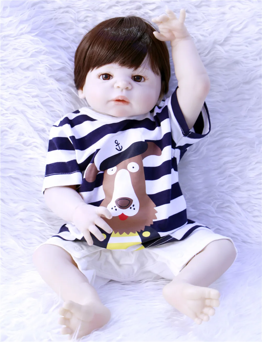 23 &quotFull силикона Reborn Baby куклы новорожденного мальчика reborn 57 см bonecas lol младенец