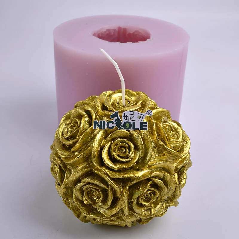 Роза шаровая свеча силиконовая формочка в виде цветов ароматическая свеча мыло формы для шоколадных изделий ручной работы смолы украшение инструмент