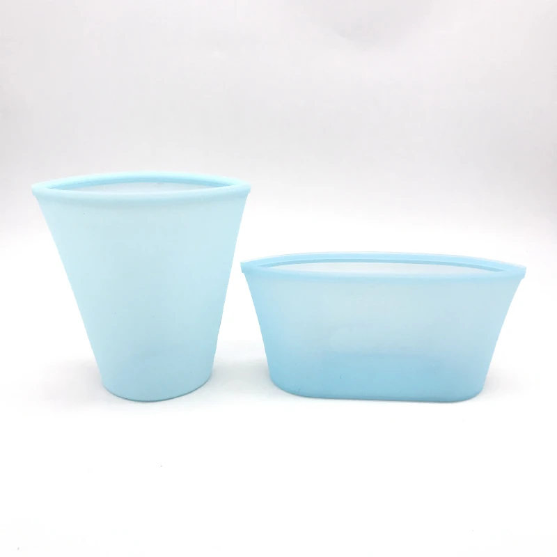 

Silicone Food Storage Containers Zip Top Leakproof Fresh Bowl Reusable Stand Up Zips Shut Bag Fruit Vegetable Sealed Cup