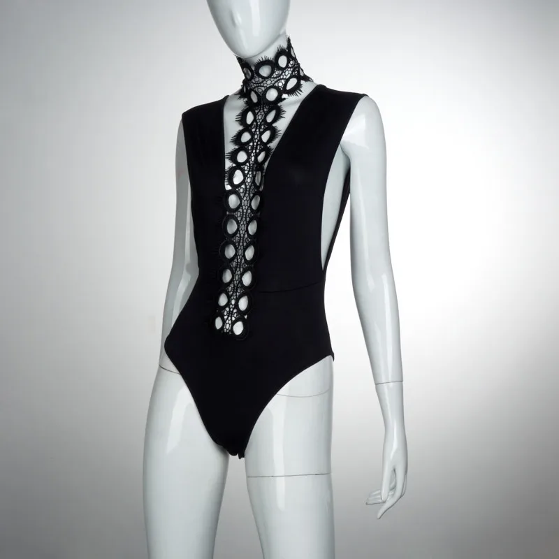 New Fashion Women Jumpsuits Sexy Backless Skinny Rompers Sleeveless Lace Teddy Lingerie Flower Playsuit Solid Color Mono Femme Jumpsuits and Playsuits