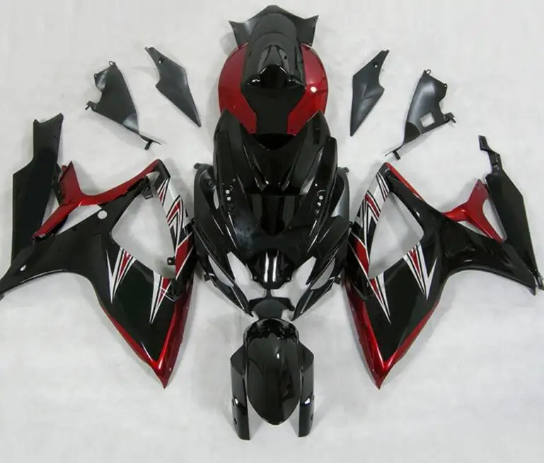 

3Gifts New ABS bodywork Fairings Kit set Fit For SUZUKI GSX-R600 GSX-R750 06 07 600 750 K6 GSXR 600 750 2006 2007 Red black nice