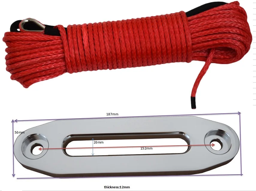 Red 6mm*30m Winch Rope add 4500lbs Hawse Fairlead,ATV Winch Line,UTV