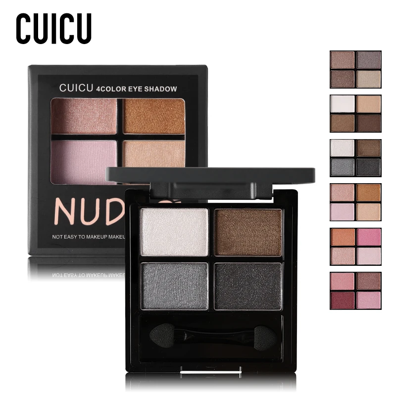 CUICU Brand 4 Color Eyeshadow Palette N Makeup Waterproof Long Lasting Pigment Shimmer Glitter Eye Shadow Natural Cosmetics |