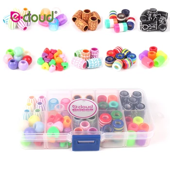 

71 Pcs/Box 10different styles Acrylic Hair Beads for Braiding Hair Dreadlocks Rings Cuff Hair Decoration Accessories with Box