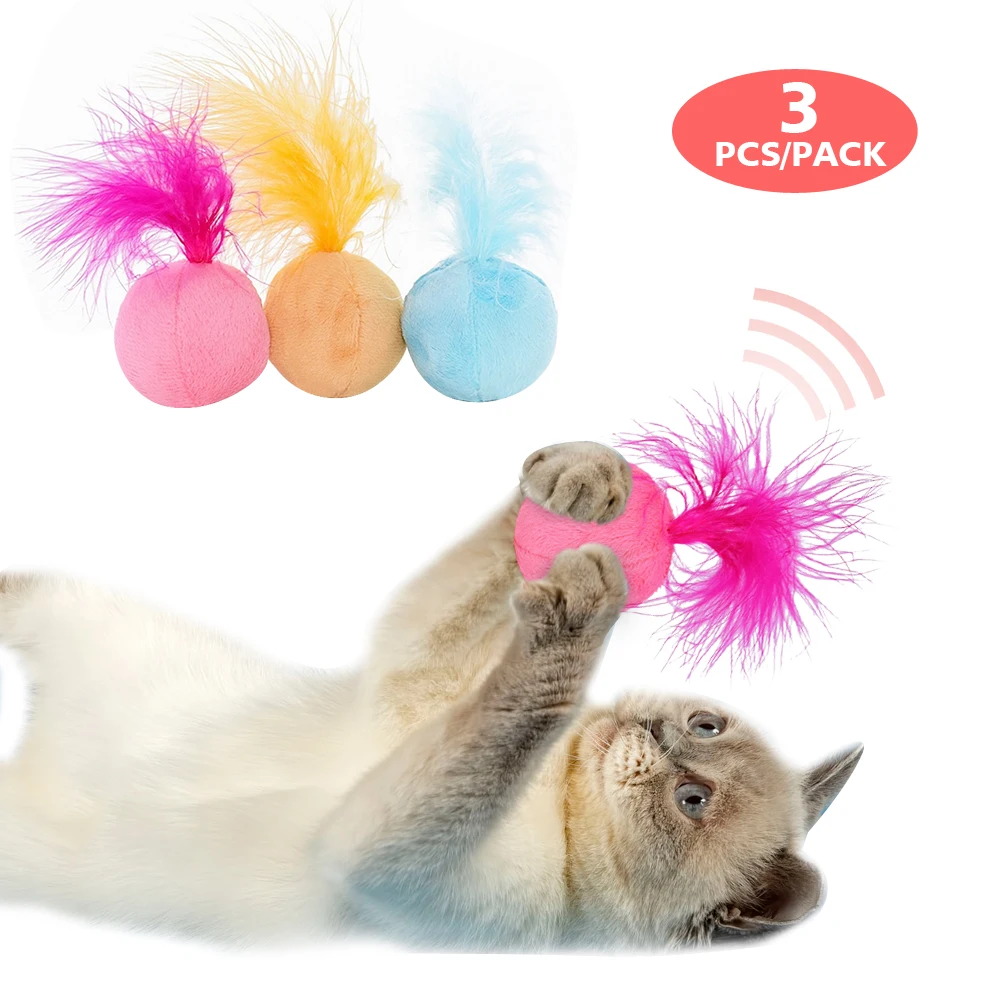 

Sound Catnip Cat Toys Ball Hair Ring Bell Feather Catmint Cat Toys Plush Kitten Play Interactive Fun Toy Pet Supplies 3pcs/Pack
