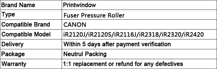 Printwindow копиры Высокое качество гидравлический ролик для Canon iR2120J/iR2120S/iR2116J/iR2318/iR2320/iR2420 установка термозакрепляющего устройства Давление ролик
