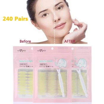 

240Pairs S/M/L Double Eyelid Stickers Eyelid Paste Olive-shaped Tape Eye Stripe With fork Cosmetics Tool