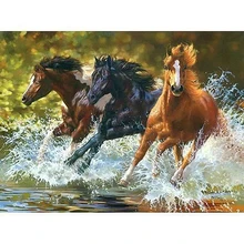 Скачущие лошади 3 ручной работы Краска высокого качества Холст Красивая краска ing по номерам Сюрприз подарок большое удовлетворение