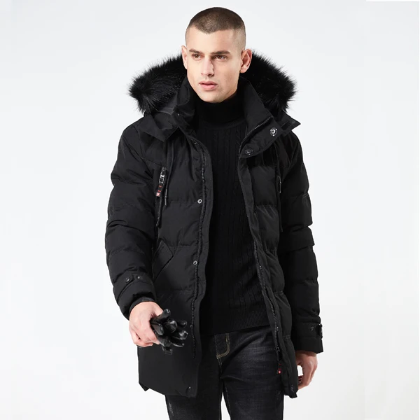 NIGRITY зимняя мужская куртка модная мужская парка со стоячим воротником мужская однотонная плотная куртка и длинное пальто мужские парки - Цвет: 8823-black