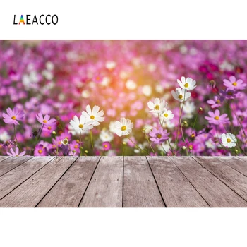 

Laeacco Blossom Flower Floret Wooden Board Bokeh Baby Portrait Photo Background Customized Photography Backdrop For Photo Studio