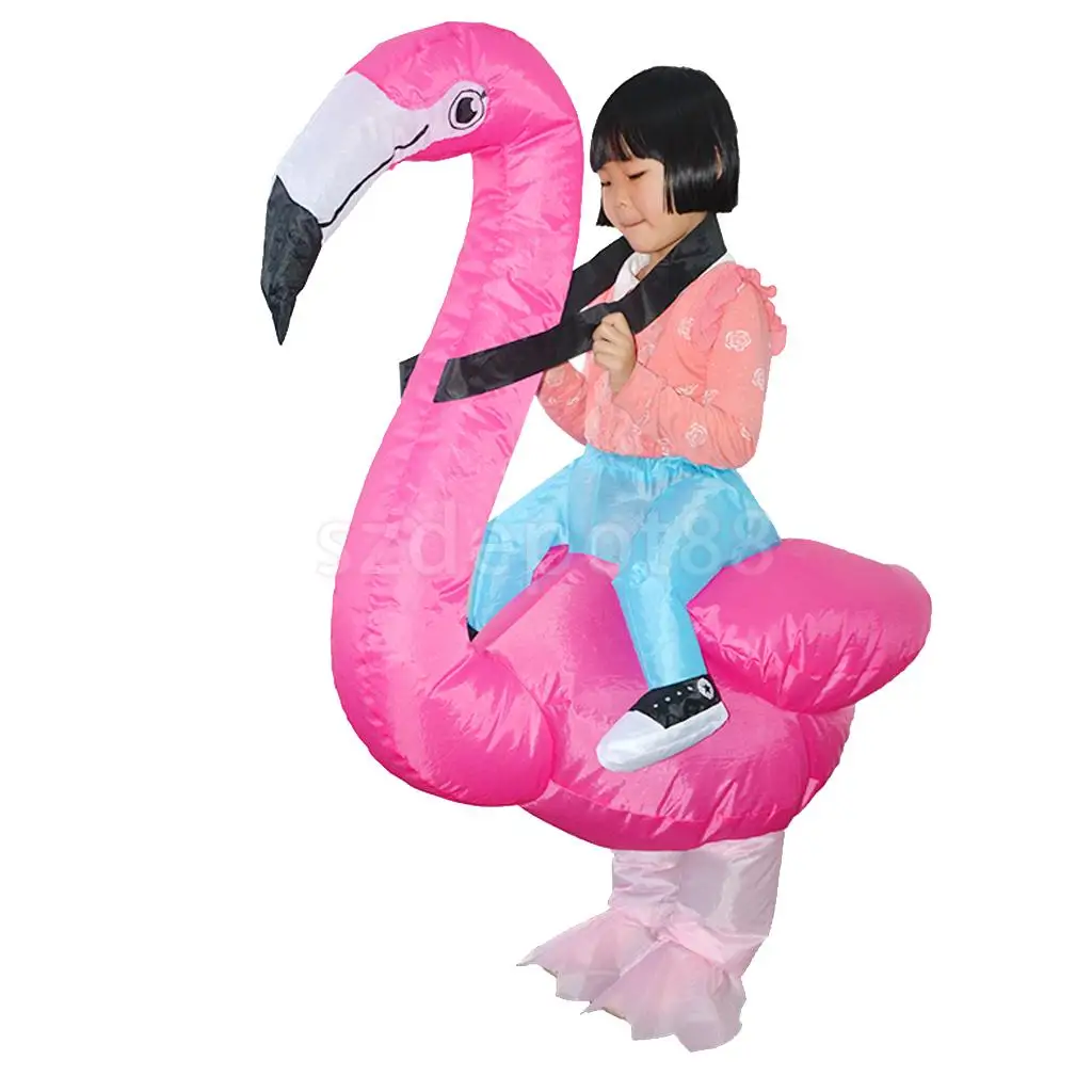 Inflatable Flamingo Rider Blowup Costume Kids Tropical Party Fancy