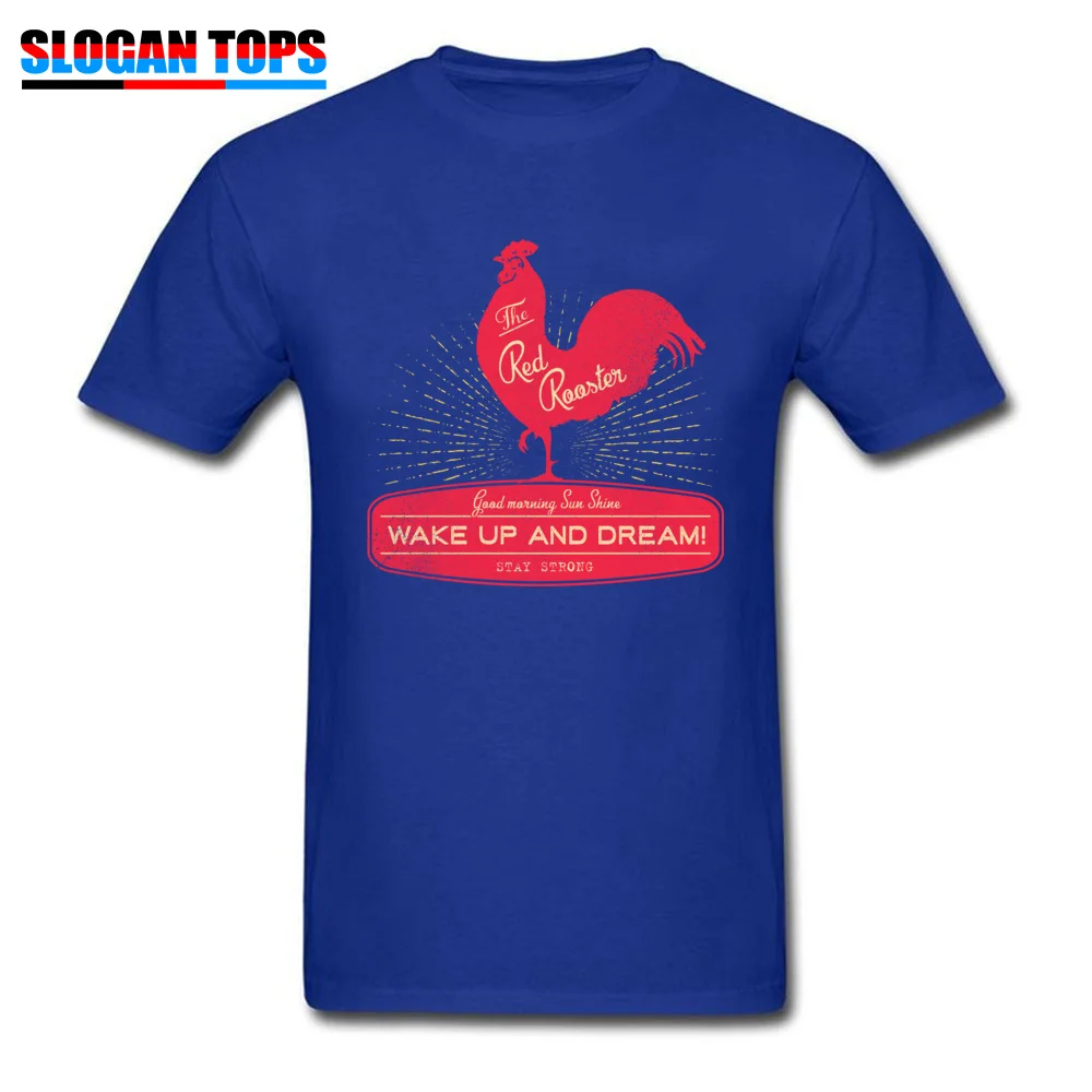 Casual T Shirt High Quality Round Neck Funny Cotton Fabric Mens T Shirt 3D Printed Short Sleeve Clothing Shirt Vintage Rooster Wake Up and Dream blue