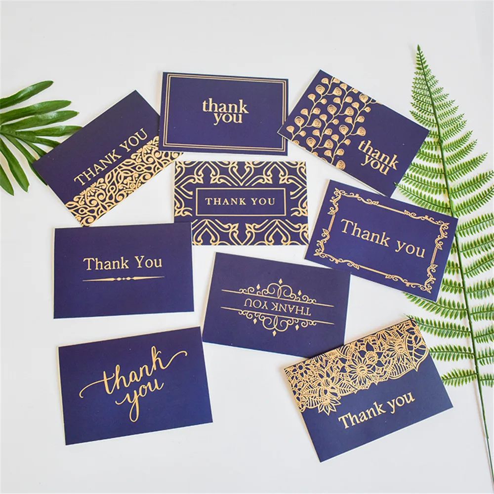 

Creative Thank You Cards Bulk Notes Navy Blue & Gold Blank Note Cards with Envelopes invitation birthday party Cards