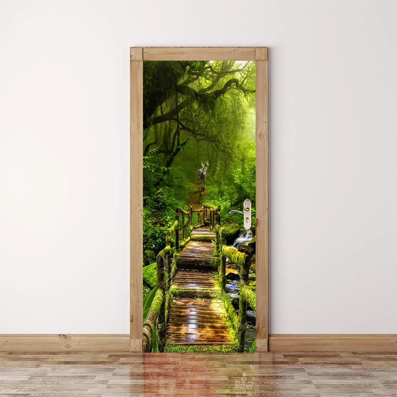 Waterproof 3D creative door sticker self adhesive paper decoration