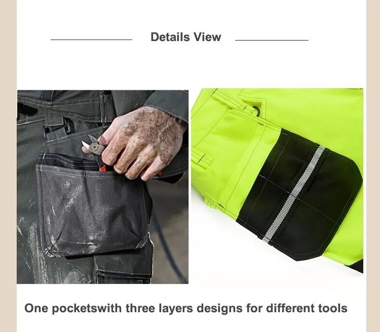 Bauskydd мужские рабочие брюки светоотражающие высокая видимость мульти-карманы рабочие брюки с наколенниками Спецодежда грузовые штаны безопасности