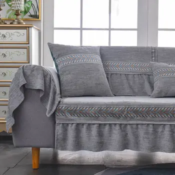 

Fyjafon Chenille Sofa Cover Anti-slip Sofa towel Armrest Sofa Protector Gray Blue Coffee Home Decor Sofa Slipcover