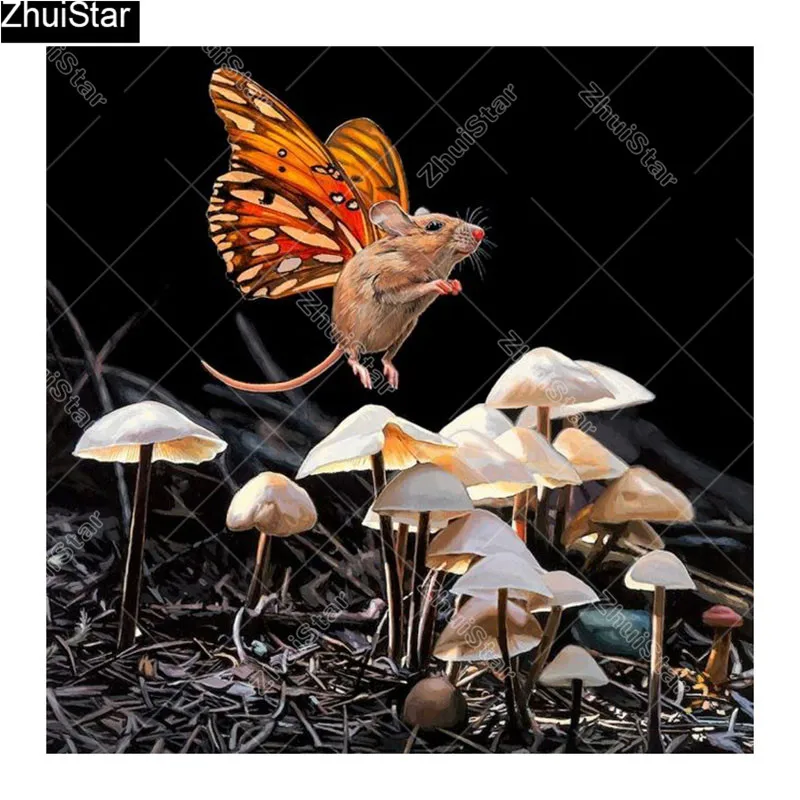 

Full Square/5D DIY Diamond Painting "Mushroom rat" Embroidery Cross Stitch Mosaic Home Decor Gift CJ29