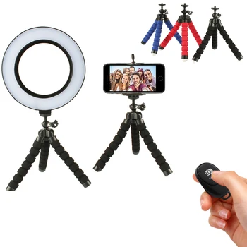 

Dimmable LED Ring Light 16cm for YouTube Video Makeup Lighting Selfie Tripod Stand Phone Holder for iPhone 11 Pro Max Smartphone