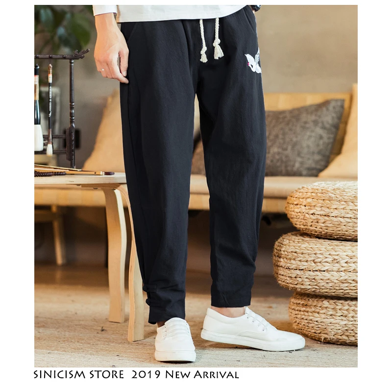 Sinicism مخزن الرجال الشارع الشهير الذكور ركض 2019 الحريم عارضة الهيب هوب التطريز المسار SweatPants الكتان رجل السراويل الموضات