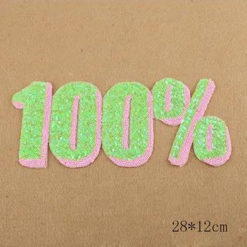 

New arrival 1pc 28*12cm big size red or green 100% sequins Iron On Patches garment Appliques DIY accessory Embroidery Patch