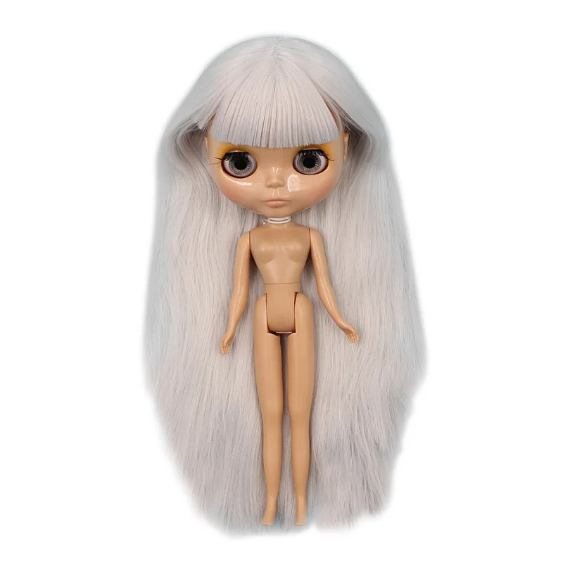 Фабрика blyth кукла серые серебристые волосы с челкой загар кожа темная кожа супер черная кожа нормальное тело 30 см