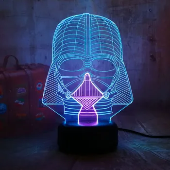 

NEW Style Star Wars Darth Vade Head 3D RGB LED Night Light 7 Mixed Dual Color Sleep Lamp Bedroom Decor Christmas Kid Gift Lustre