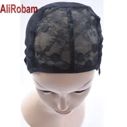 AlirRobam черный парик шнурка Шапки легче шиньон для волос растягивается ткачество регулируемый ремень Эластичный glueless шапки для изготовления