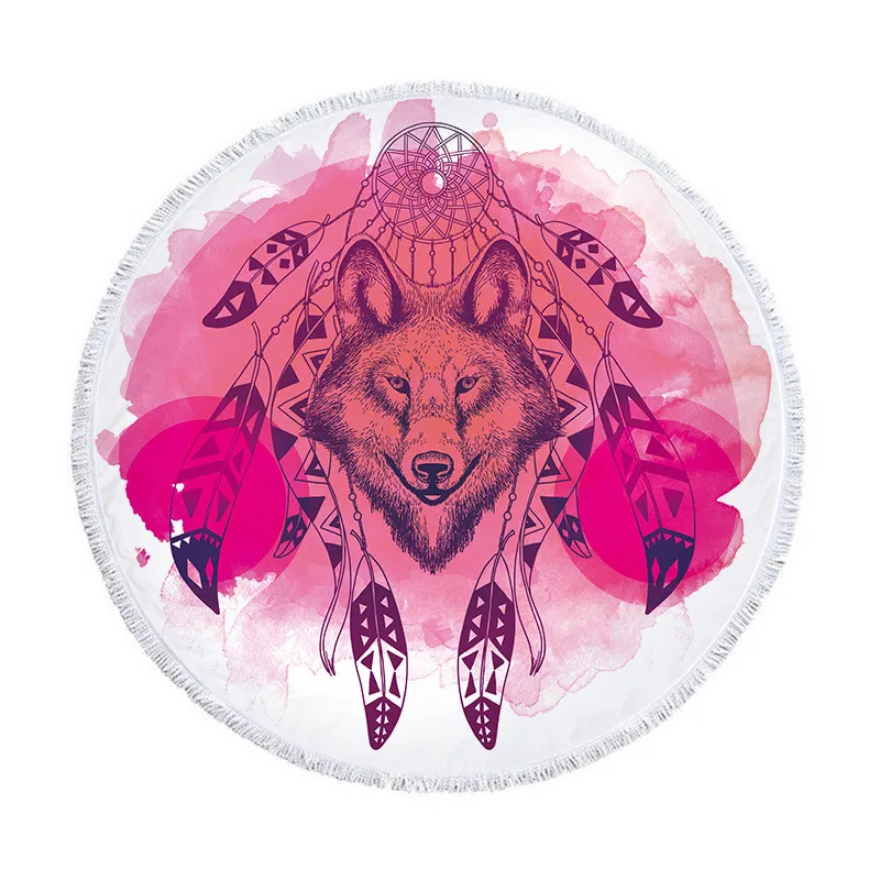 summer sun cool Beach Towel Round Beach Blanket Oversized Purple Circle Tablecloth Beach Mat Roundie Tapestry Freestyle Apr19 (6)