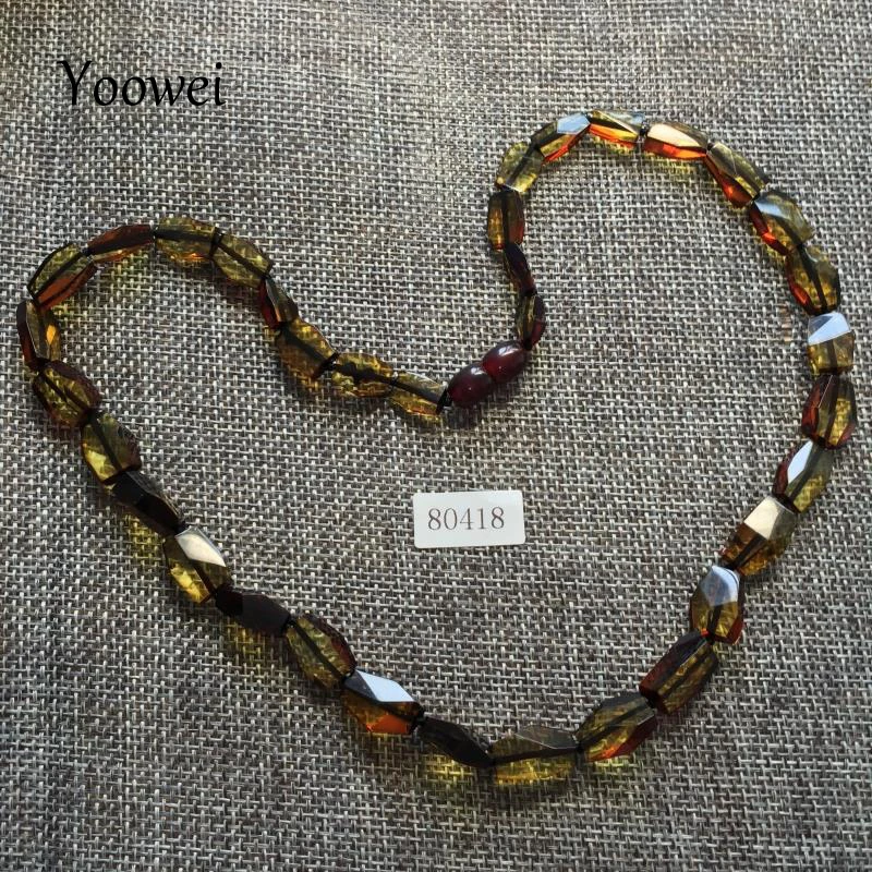 

Yoowei Natural Green Amber Necklace for Women Genuine Original Beads Healing Adult Gift 100% Real Baltic Amber Jewelry Wholesale
