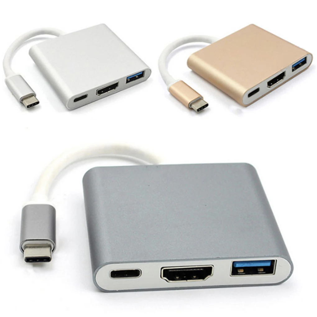 

Worallymy USB3.0 3 In 1 Type-c To Femle Type-c USB HD Port Portable Adatper Laptop To TV Mini Converter