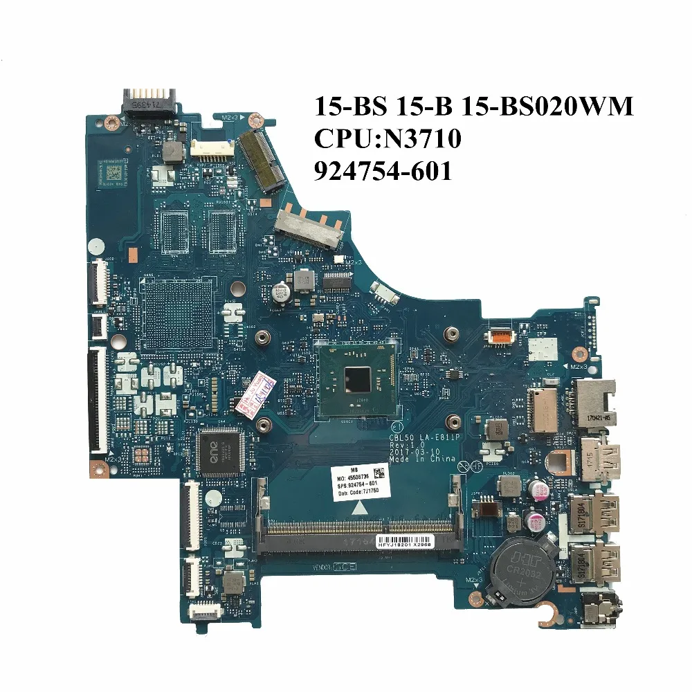 SZWXZY отлично подходит для HP 15-BS 15-B 15-BS020WM материнская плата ноутбука N3710 CPU DDR3 924754-601