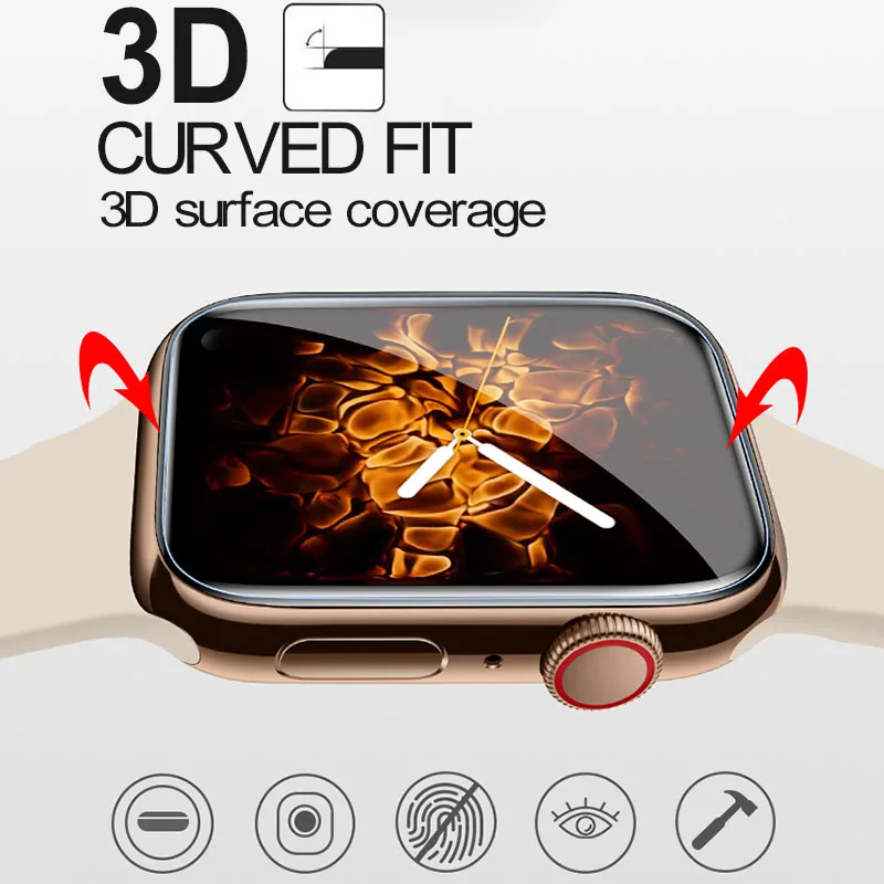 Защитная пленка для Apple Watch Series 5 4 2 3 1 с полным покрытием из жидкого УФ клея i 42 38 40 44