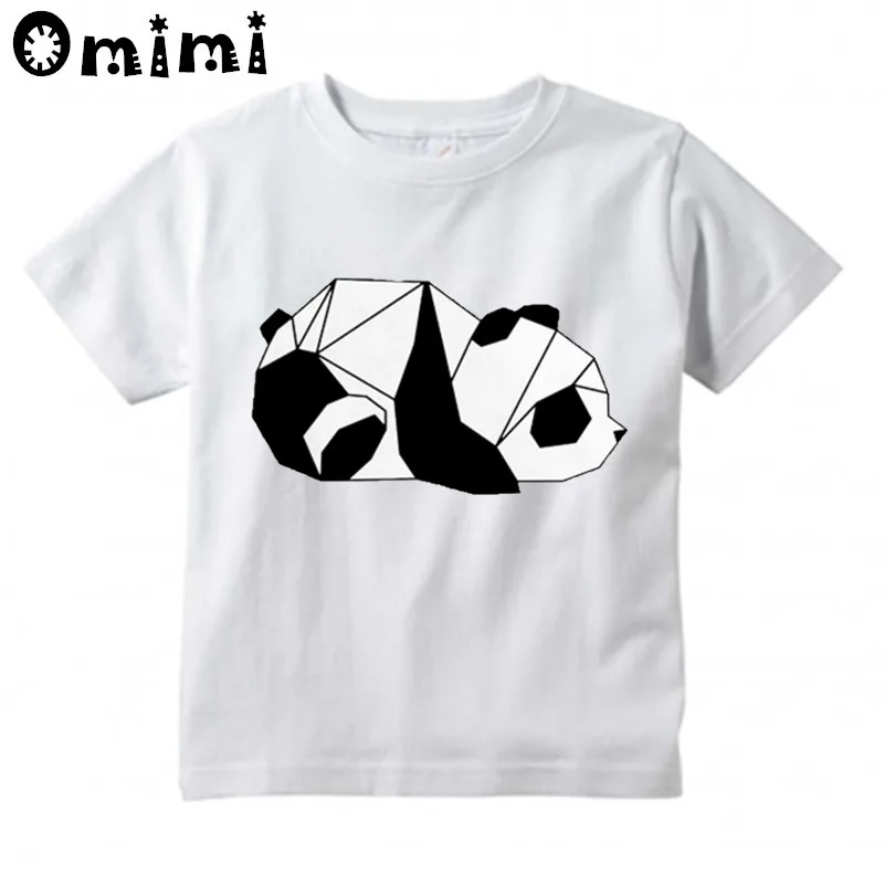 

Boys/Girls Geometric Panda Design T Shirt Kids Casual Cool Tops Children's Summer White Cute T-Shirt