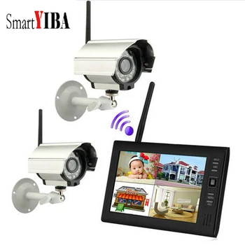 SmartYIBA 7Inch Baby Monitor DVR 2.4GHz Digital Wireless 4CH CCTV DVR NVR Security Camera Surveillance System (2 Camera kit)