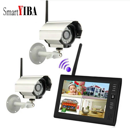 

SmartYIBA 7"Inch Baby Monitor DVR 2.4GHz Digital Wireless 4CH CCTV DVR NVR Security Camera Surveillance System (2 Camera kit)