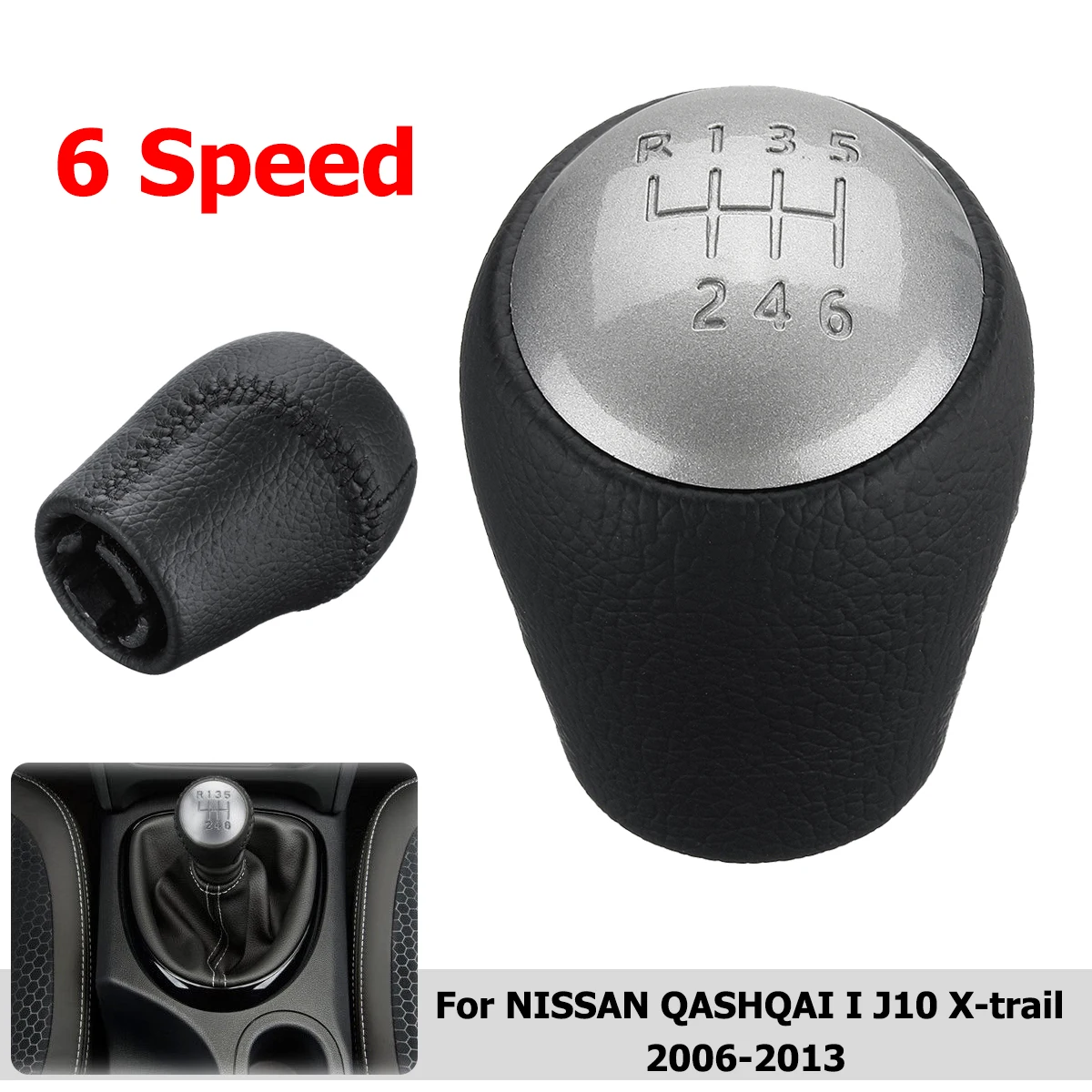 

6 Speed MT Car Gear Shift Knob Head Shifter Knob For NISSAN QASHQAI I J10 X-trail 2006-2013