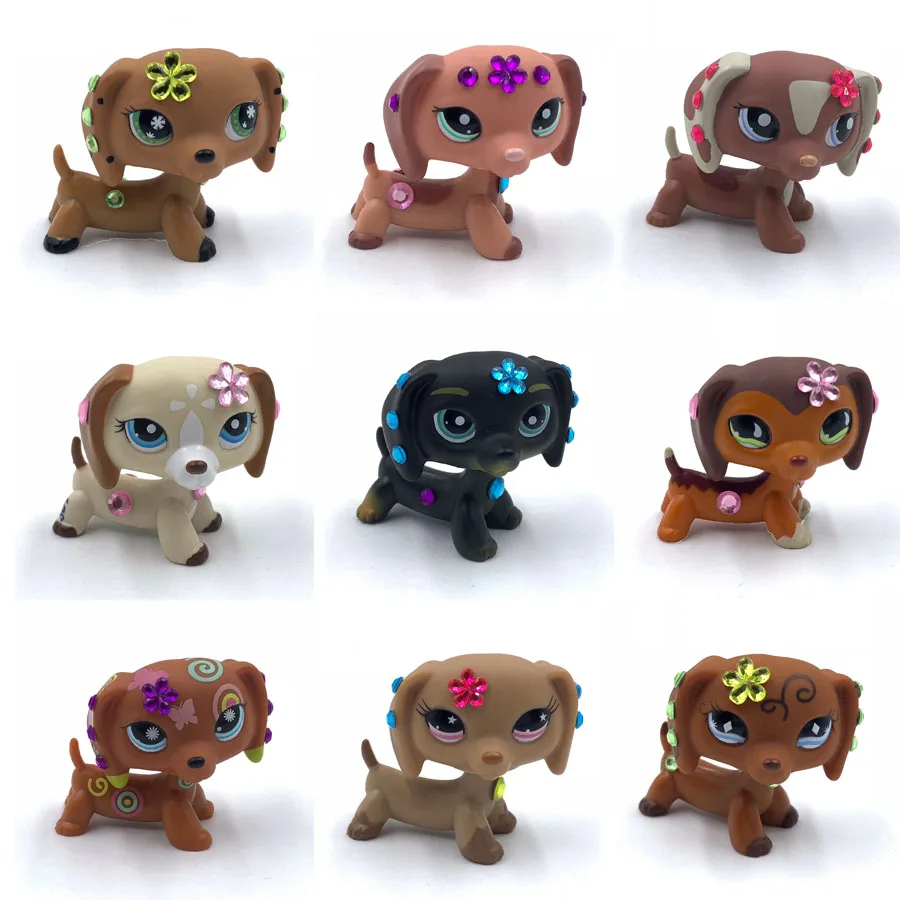 

Rare pet shop lps toys dog with Diamond sticker collection figure old original DACHSHUND Beautiful accessories create your own p