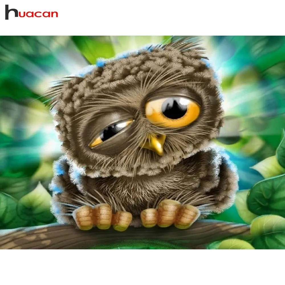 

HUACAN Diamond Embroidery Birds Mosaic Painting Animals Full Square/Round Drill 5D DIY Decoration Diamond Painting Owl