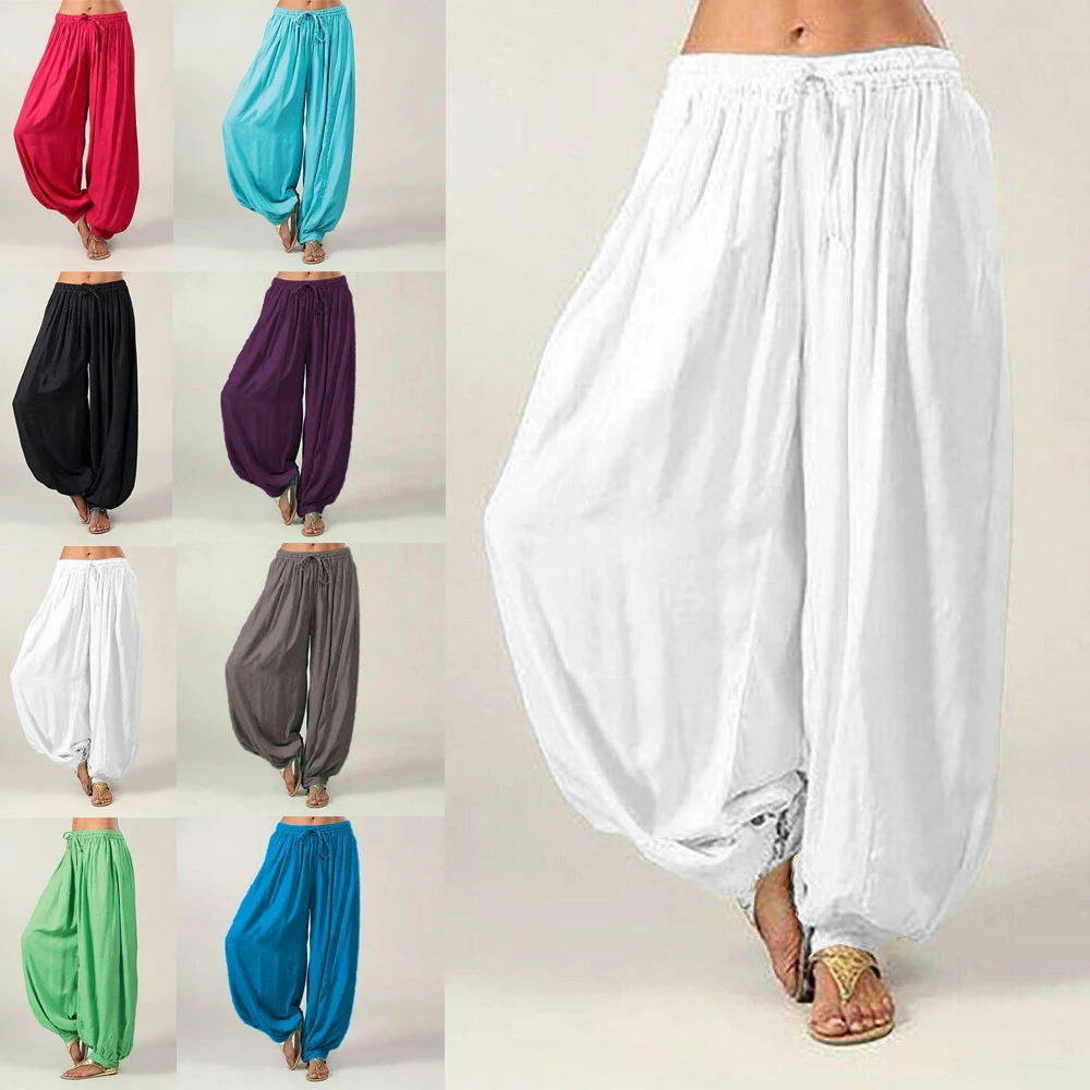 Hot Women Ali Baba Pants Aladdin Afghan Elastic Genie Hippy Jumpsuit Cotton Harem Loose Casual Ladies Trousers Dance Yoga Pants