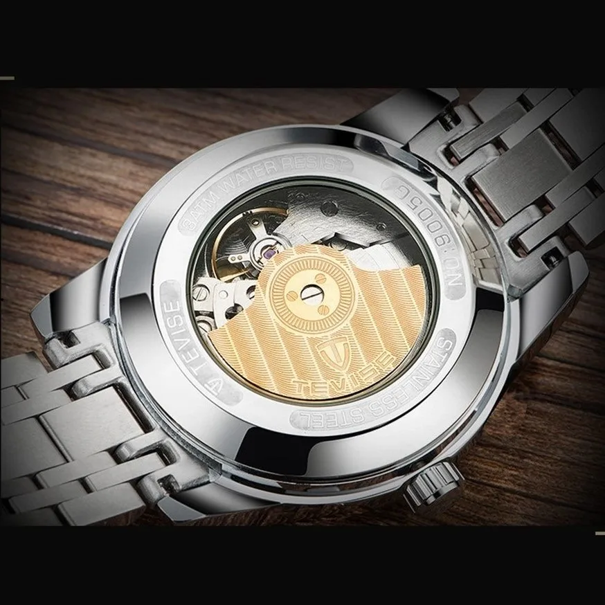 TEVISE ساعات آلية الرجال توربيون التلقائي ووتش القمر المرحلة مضيئة الفاخرة المعصم الذكور ساعة دروبشيبينغ
