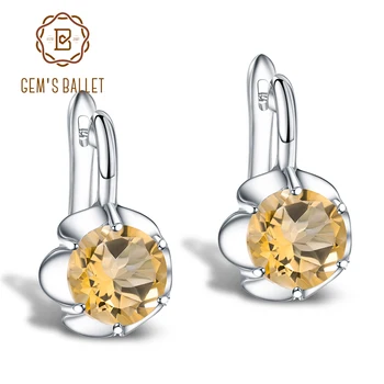 

GEM'S BALLET Pure 925 Sterling Silver Cute Fine Jewelry 5.32Ct Natural Citrine November Birthstone Stud Earrings For Women Gift