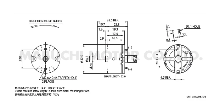 RF-500TB-14415 DC1.5V-9V детская кроватка мотор CD движение умный счетчик воды часы цепь мотор