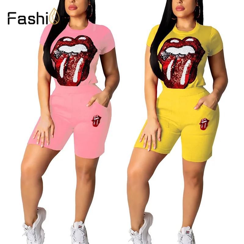 النساء عيون الشفاه طباعة اثنين من قطعة مجموعة قصيرة الأكمام تي شيرت المحاصيل قمم + عالية الخصر السراويل 2 قطعة بدلة الصيف الإناث ملابس للنادي ... النساء عيون الشفاه طباعة اثنين من قطعة مجموعة قصيرة الأكمام تي شيرت المحاصيل قمم + عالية الخصر السراويل 2 قطعة بدلة الصيف الإناث ملابس للنادي ...