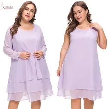 Шифон размера плюс Короткие мать невесты платья с пиджаком костюм свадебное Формальное вечернее платье